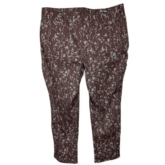 LOGO Lori Goldstein Jeans Women Size 20W Taupe Floral Stretch Twill Straight - Picture 3 of 11